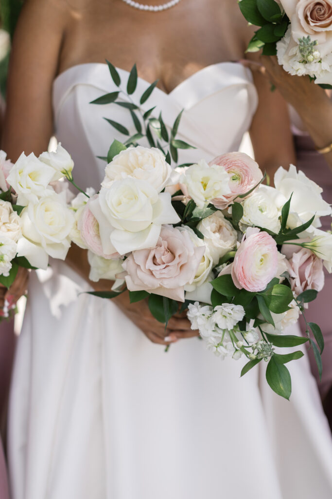 Newlyweds celebrating their marriage at Hazelnut Farm with elegant, timeless style.