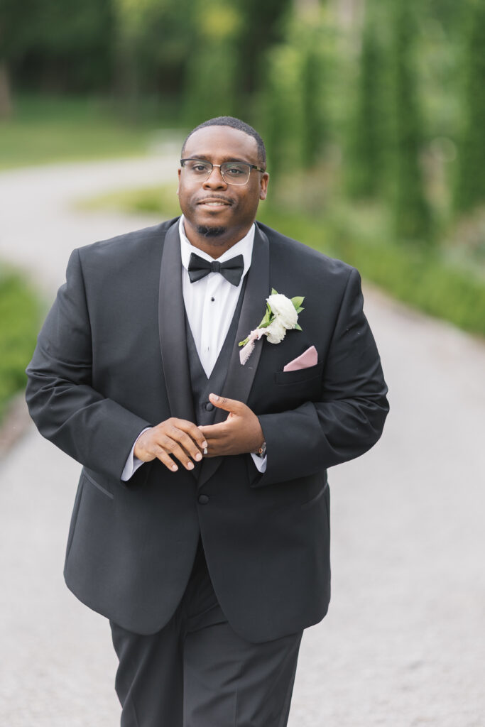 Bride and groom portraits at Hazelnut Farm showcasing refined design and natural emotion.