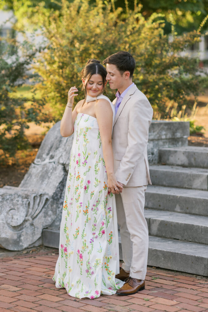 Elegant wedding photo on the grounds of Lanier Mansion.