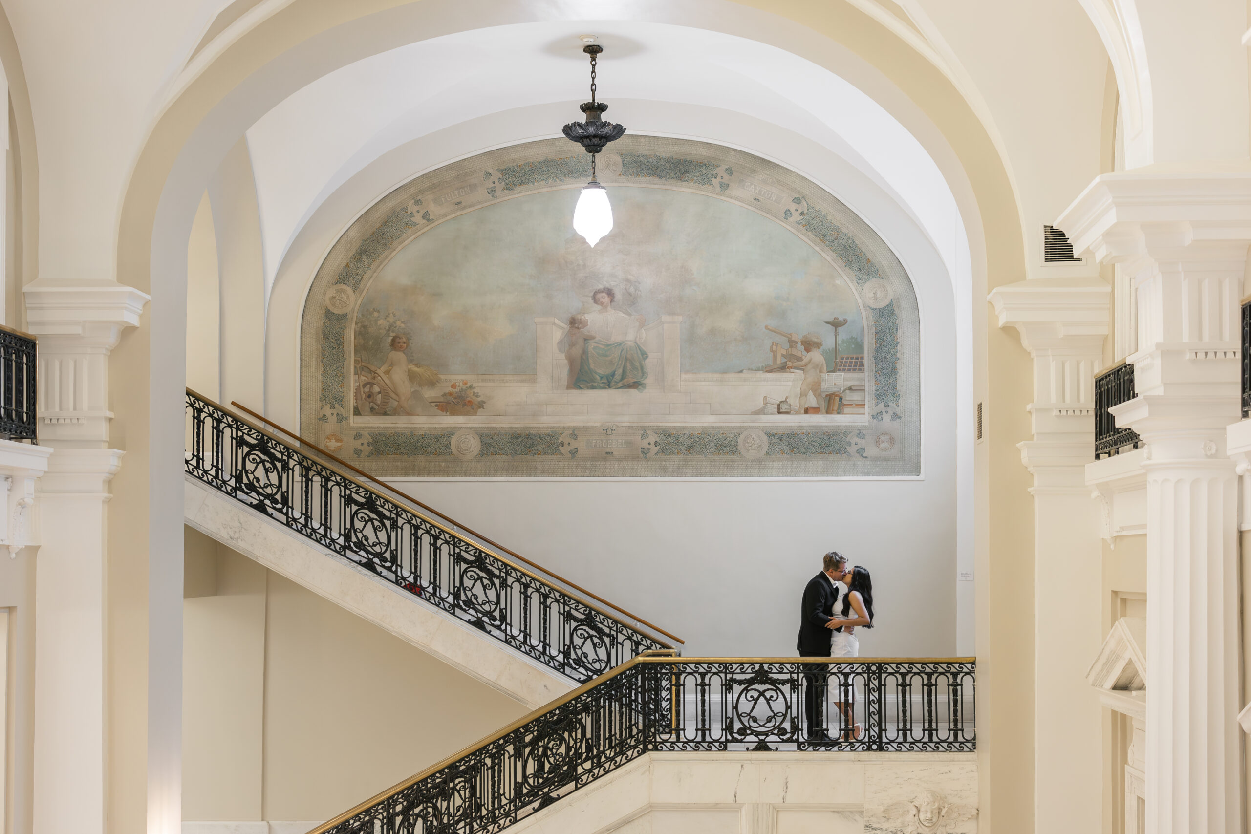 Engagement photo at a classic Louisville location.